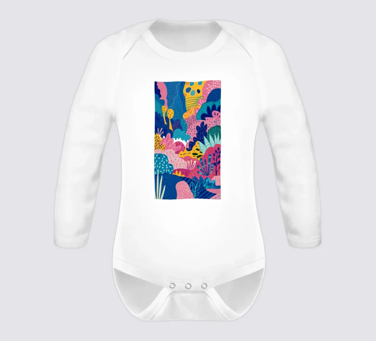 Abstract Jungle Forms long-sleeve baby romper by Haven Mirage