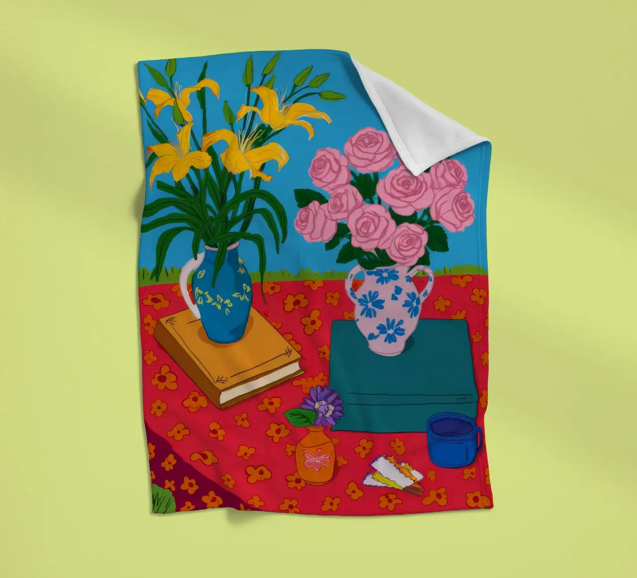 Rosa Rosen Roter Tisch Fleecedecke von Paez Harmony