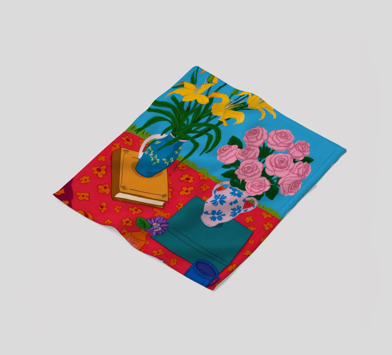 Rosa Rosen Roter Tisch Fleecedecke von Paez Harmony