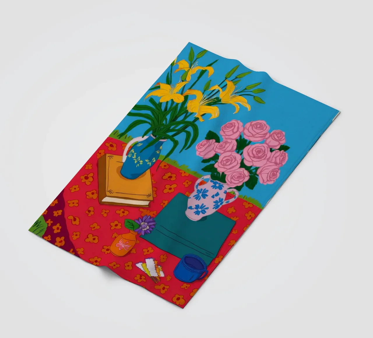 Rosa Rosen Roter Tisch Fleecedecke von Paez Harmony