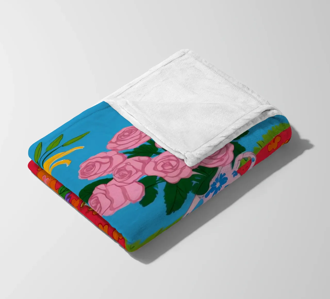 Rosa Rosen Roter Tisch Fleecedecke von Paez Harmony