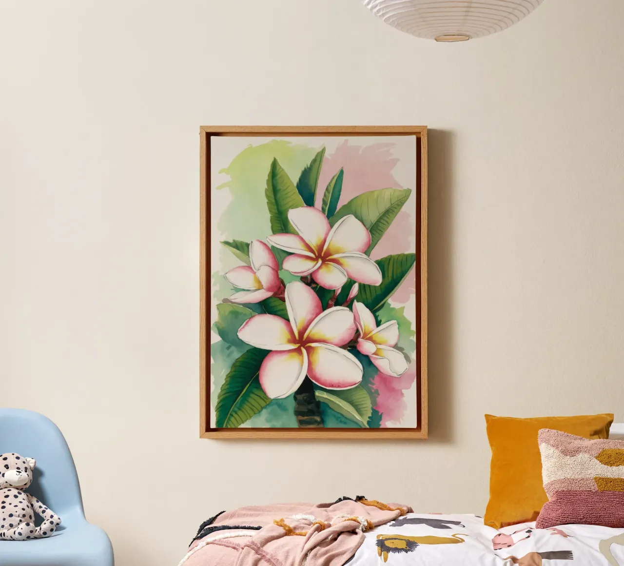 Petali di pace di plumeria tela con Cornice a cassetta da Haven Mirage