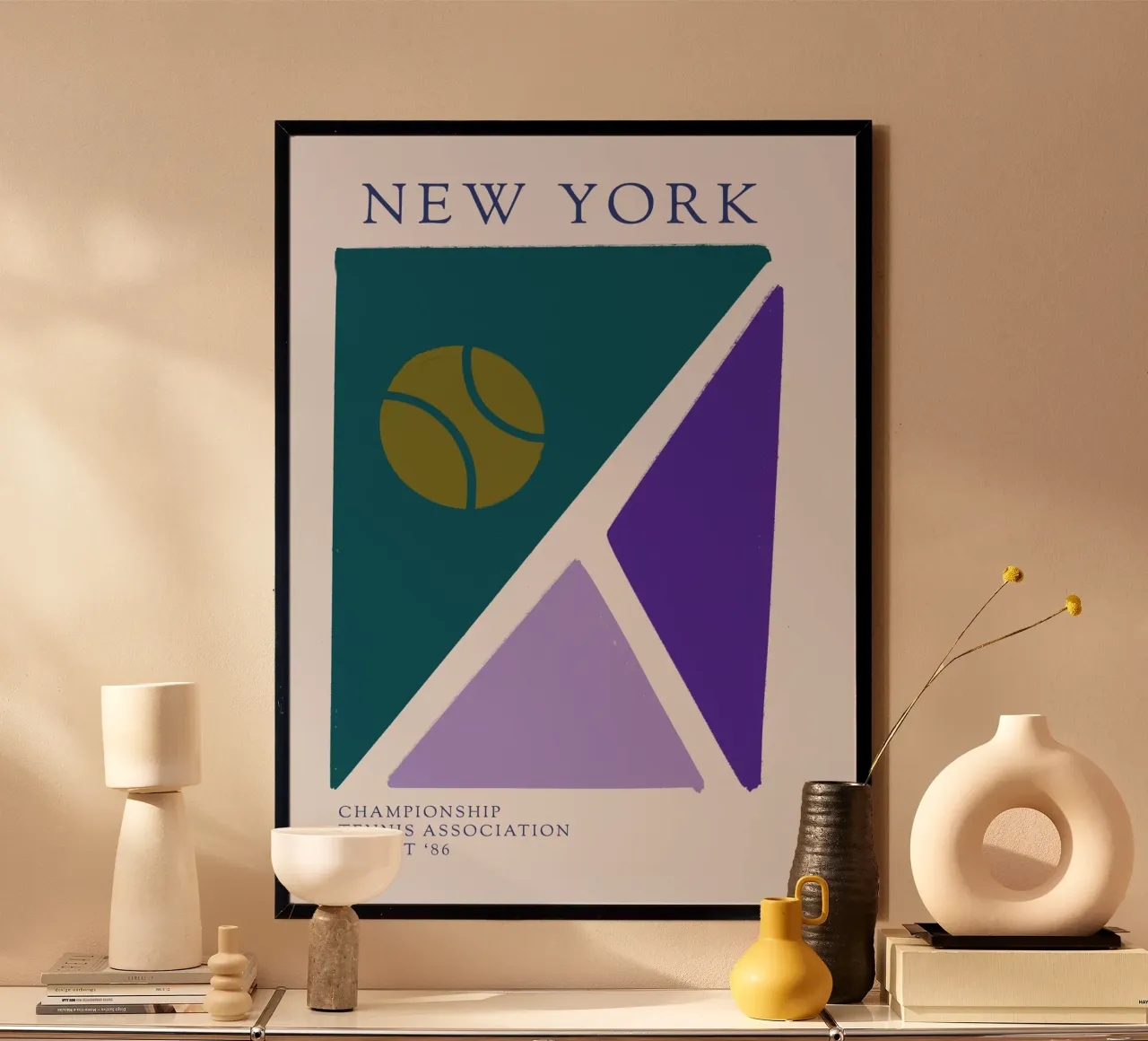New York Champions Chip poster con telaio in legno da treechild