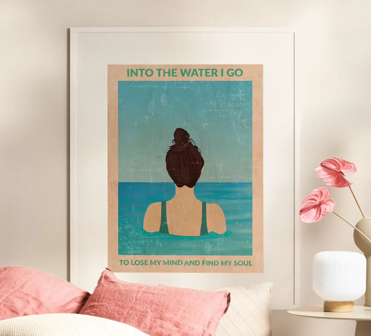 Into the water green poster con telaio in alluminio da burnet