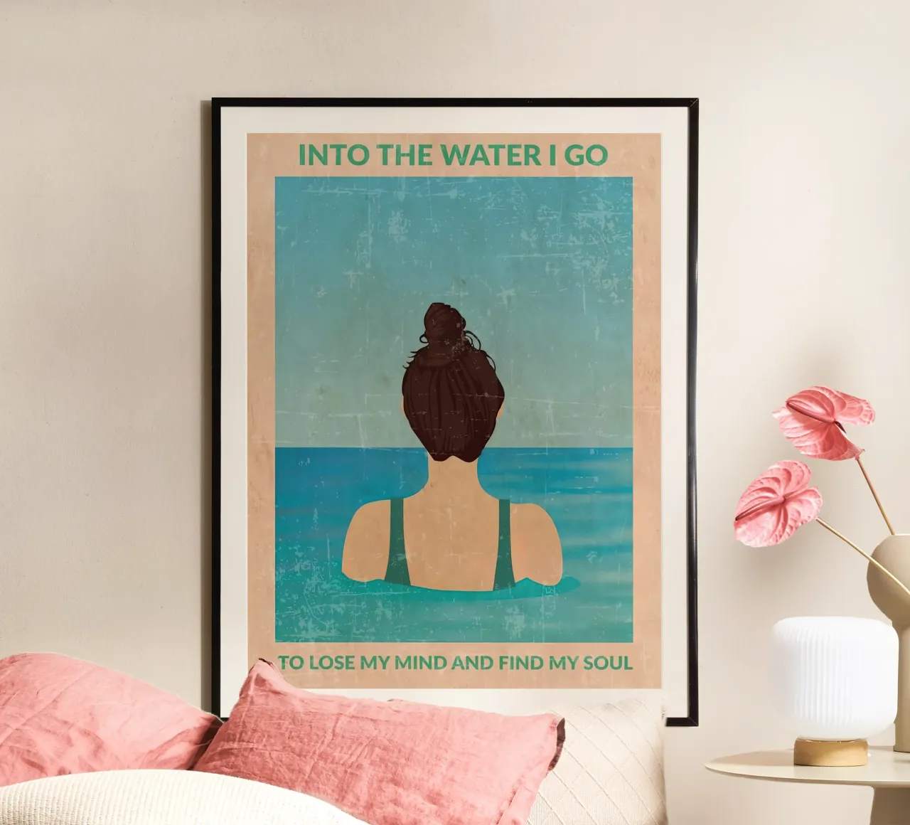 Into the water green poster con telaio in alluminio da burnet