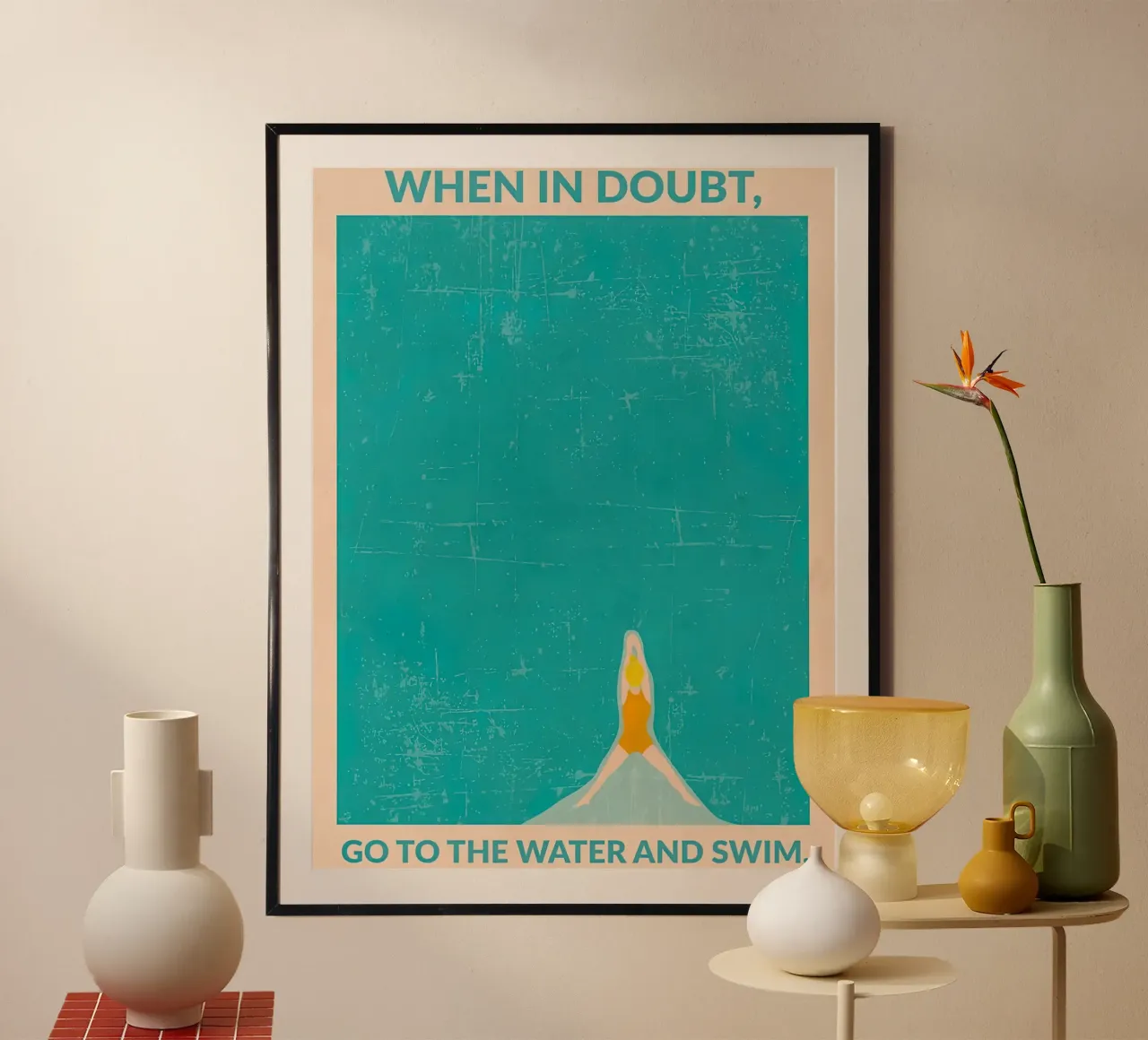 Acqua aperta (bionda) poster con telaio in alluminio da burnet