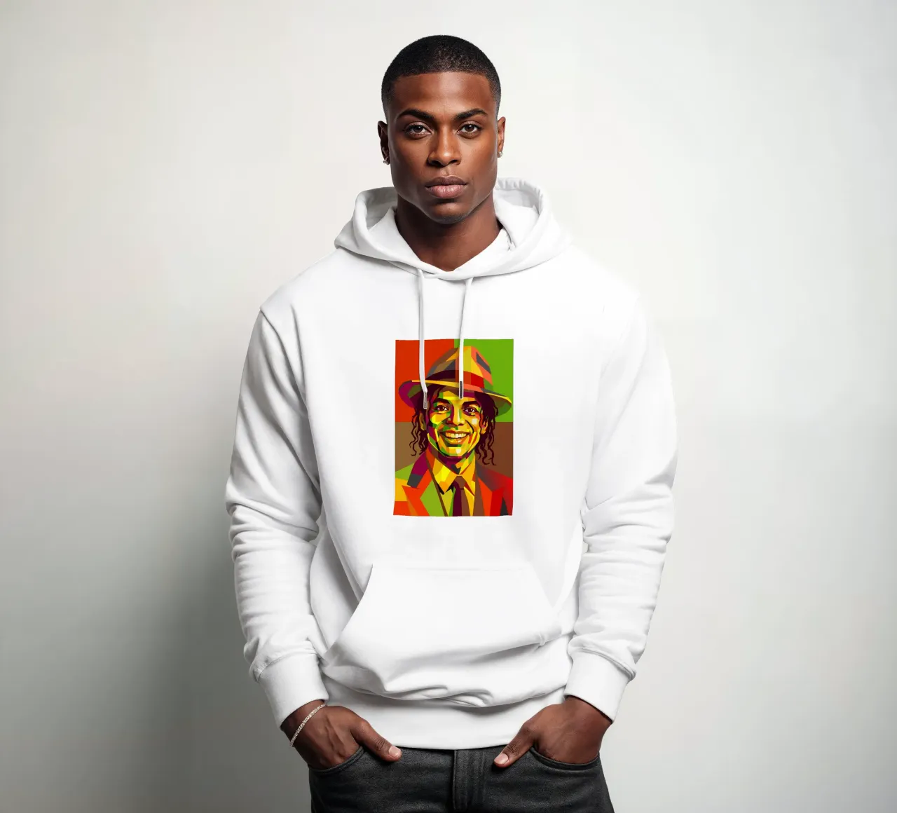 m jackson retro pop art wpap felpa con cappuccio da aiswa
