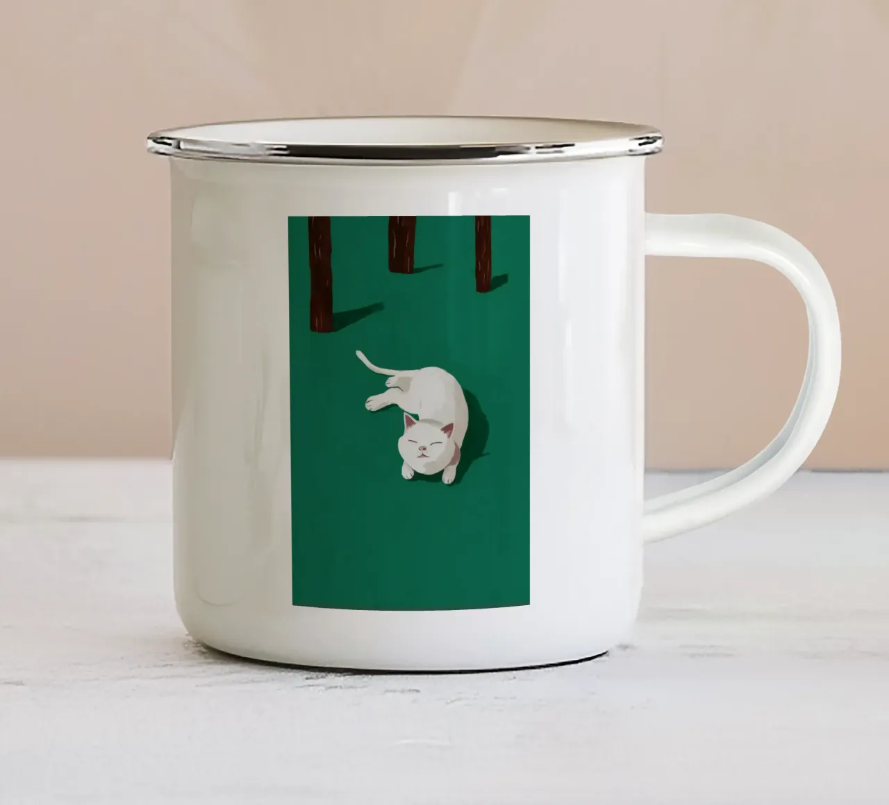 Felino di foresta tazza in smalto da Stone Patina
