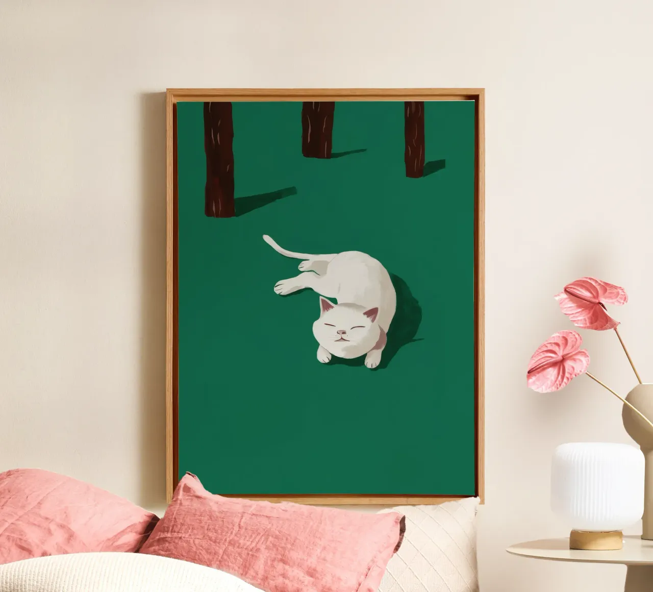 Forest Floor Feline canvas with Floater frame by Stone Patina