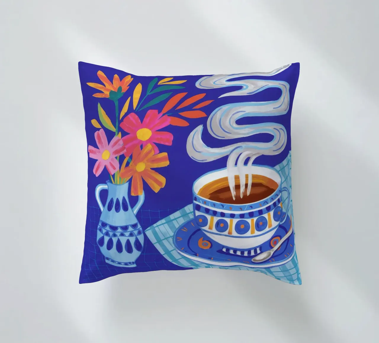 Caffè fumante in fiore cuscino da Haven Mirage
