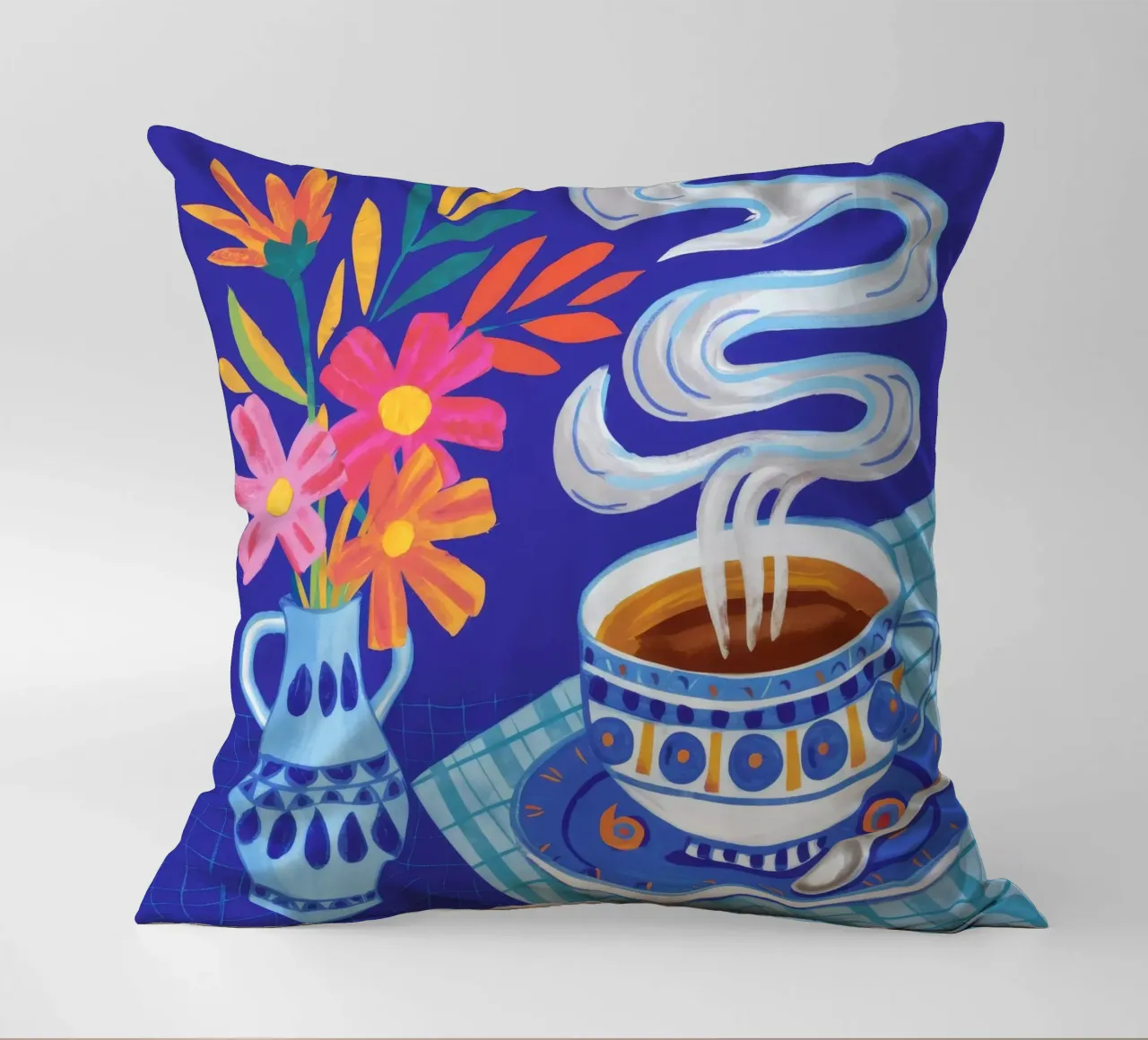 Caffè fumante in fiore cuscino da Haven Mirage
