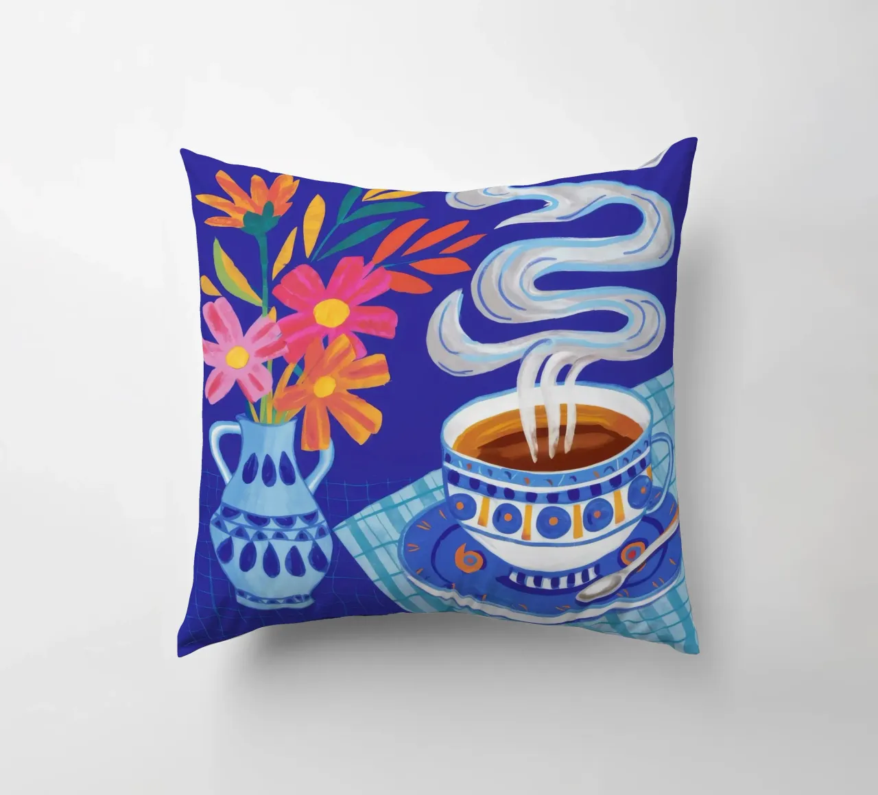 Caffè fumante in fiore cuscino da Haven Mirage