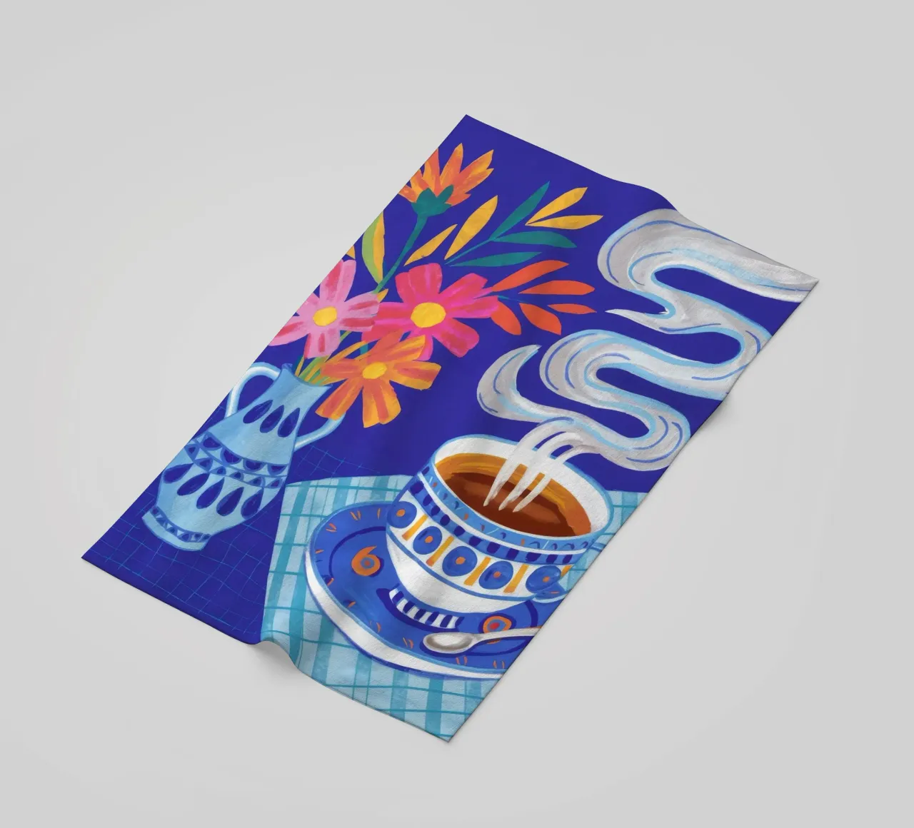 Steaming Coffee Bloom beach towel by Haven Mirage