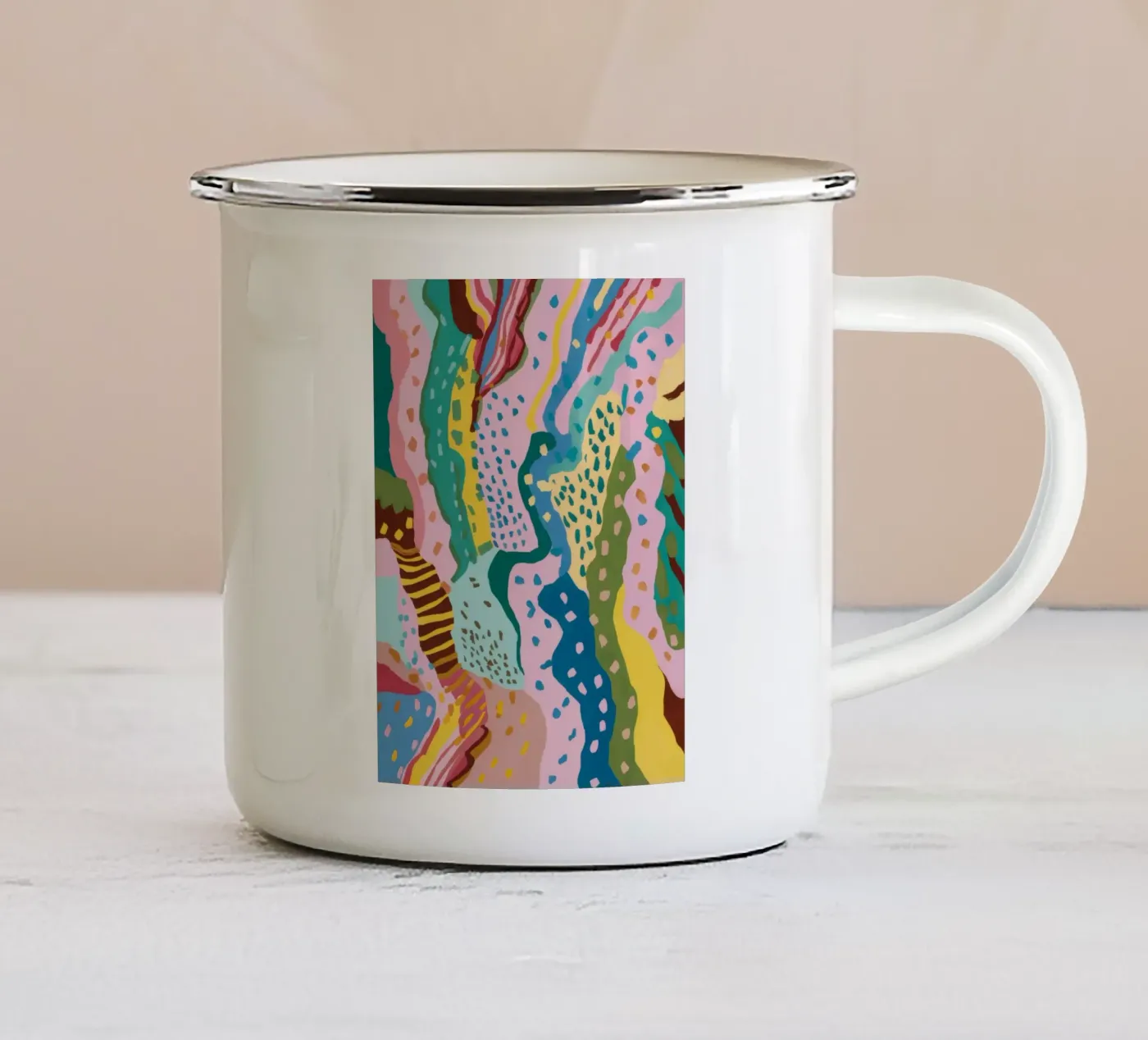 Wavy Pattern Flow enamel mug by Haven Mirage