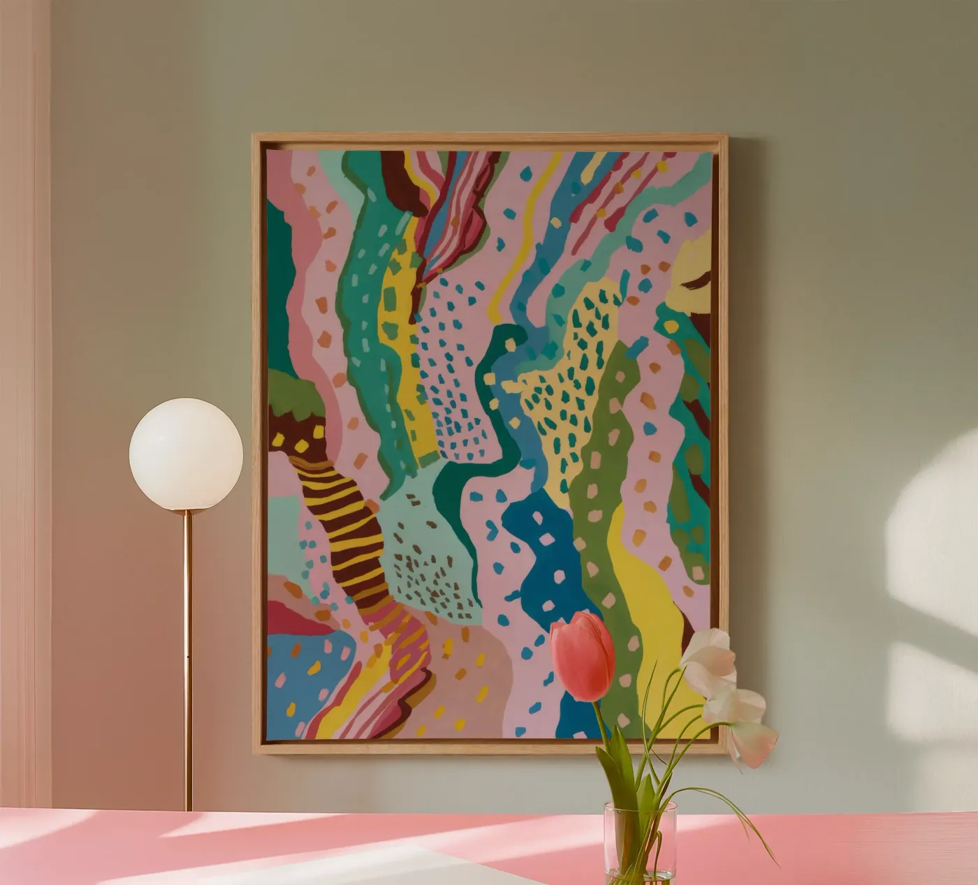 Golvend patroon stroom canvas van Haven Mirage