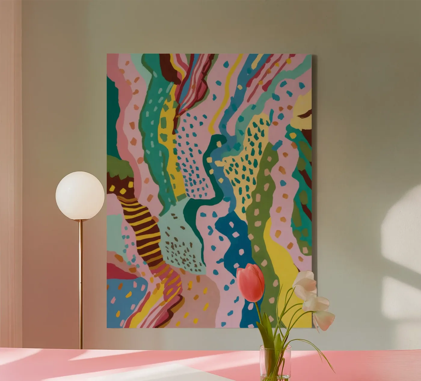 Golvend patroon stroom canvas van Haven Mirage