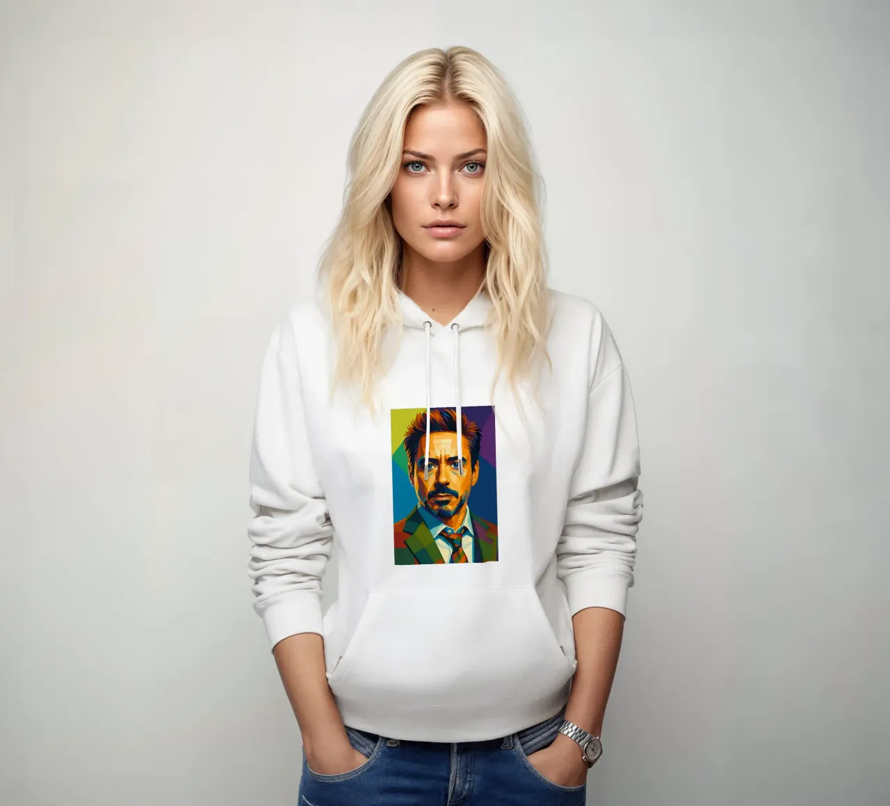 robert downey jr retro pop art wpap felpa con cappuccio da aiswa