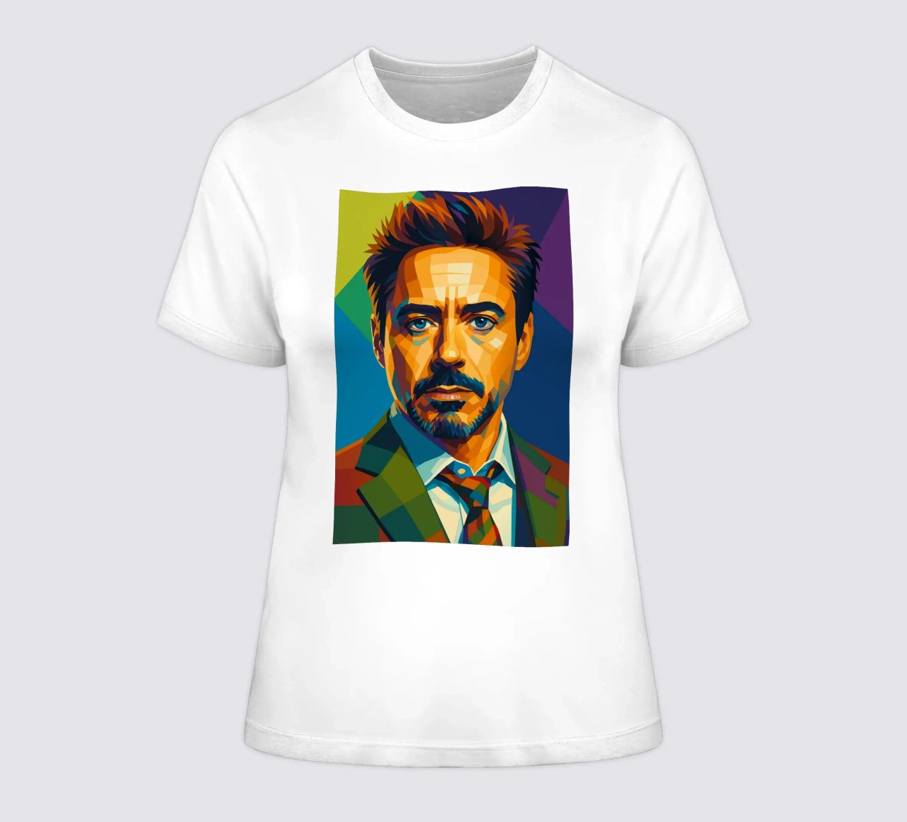 robert downey jr retro pop art wpap women's fitted t-shirt by aiswa