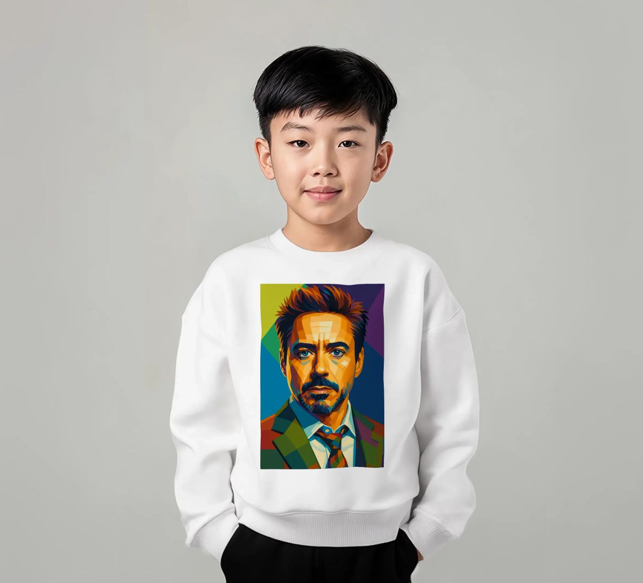 robert downey jr retro pop art wpap felpa bambino da aiswa