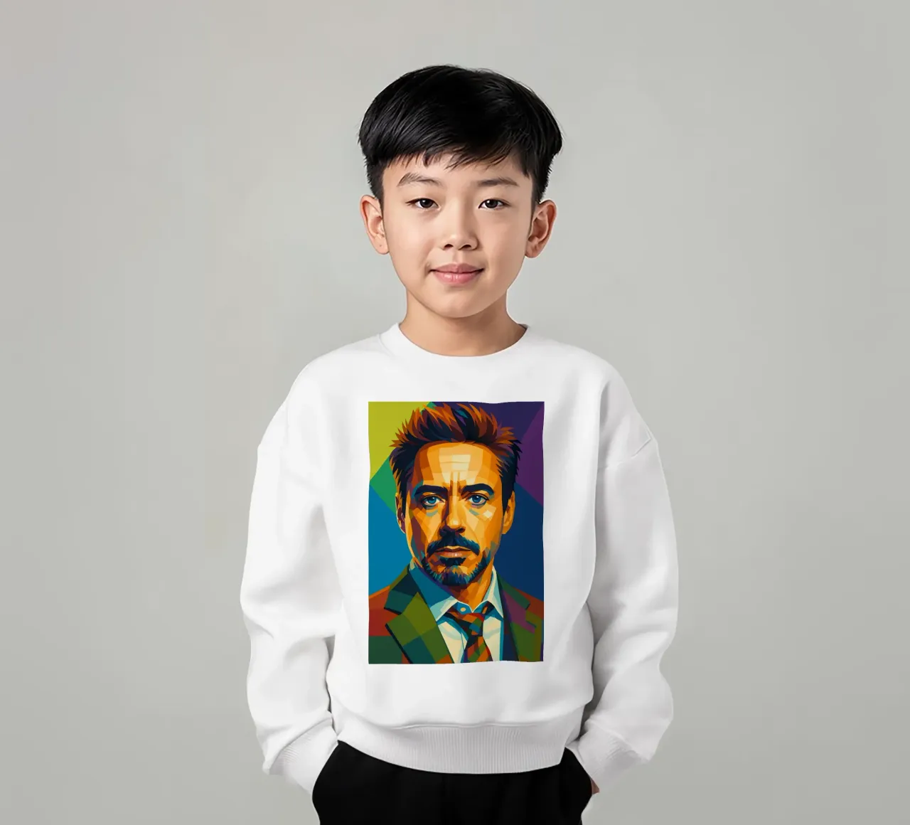 robert downey jr retro pop art wpap felpa bambino da aiswa