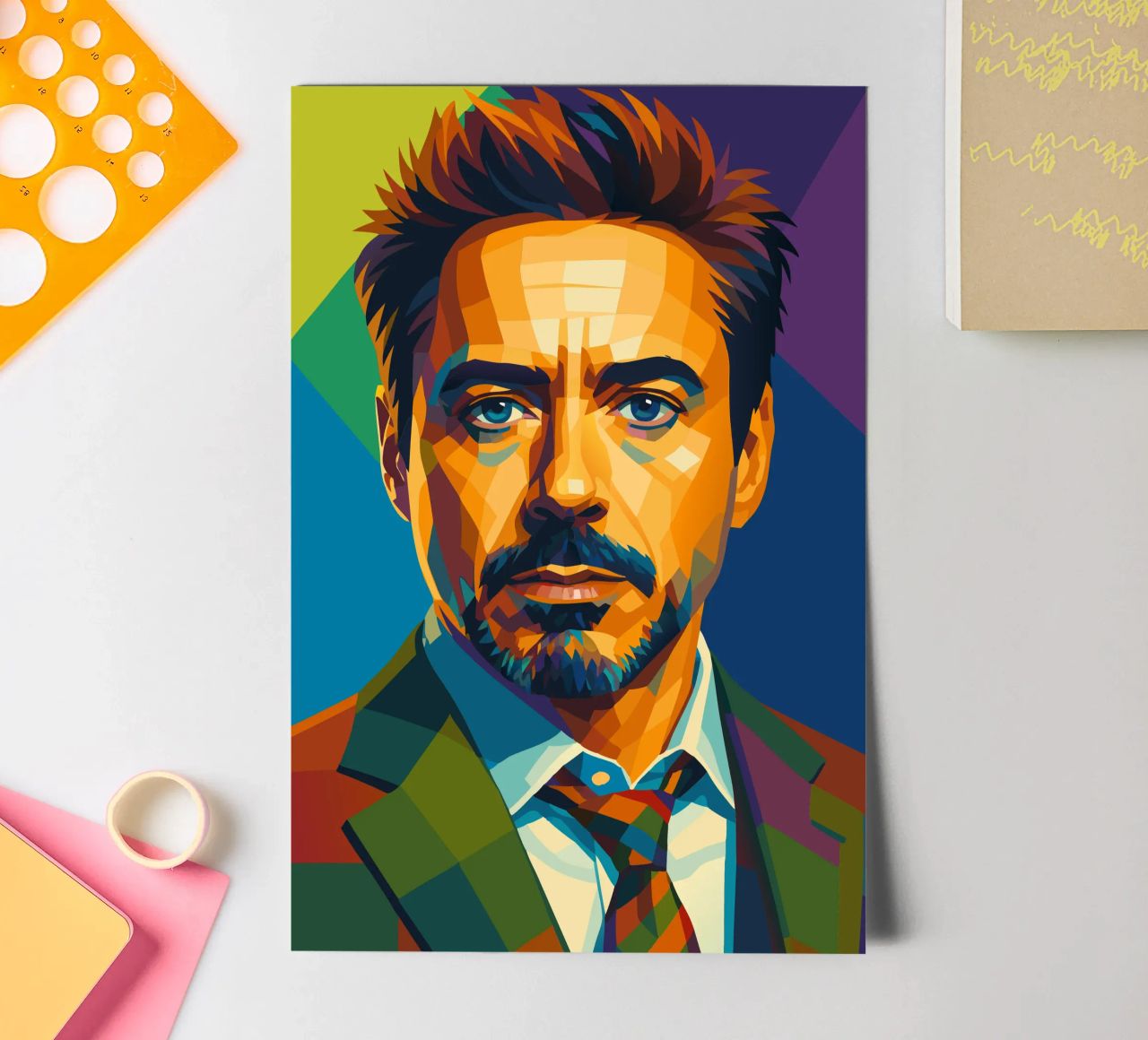 robert downey jr retro pop art wpap sticker sheet by aiswa