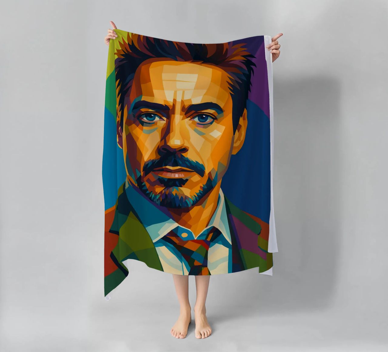 robert downey jr retro pop art wpap beach towel by aiswa