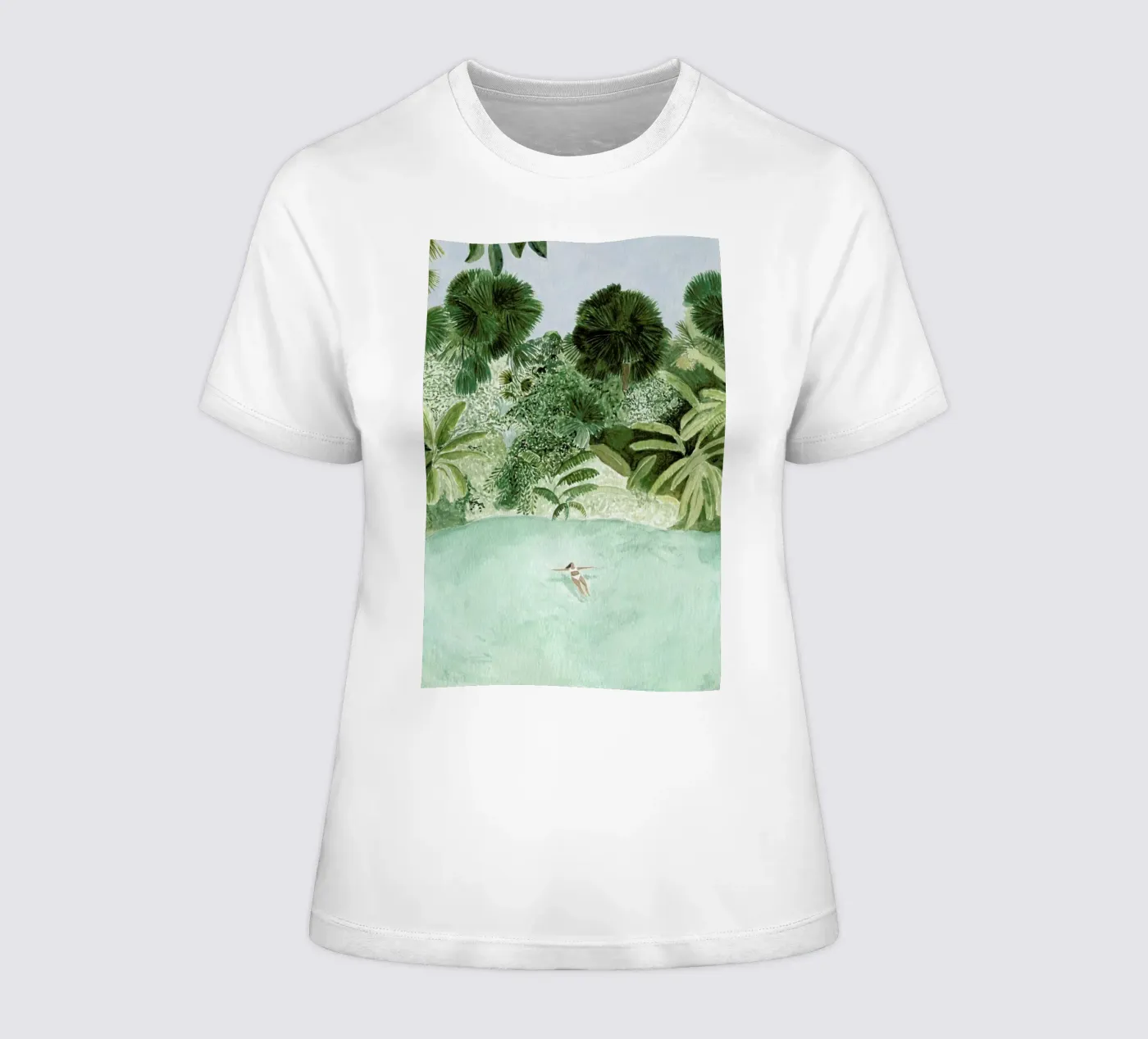 Bathing Girl women's fitted t-shirt by Isabelle Vandeplassche