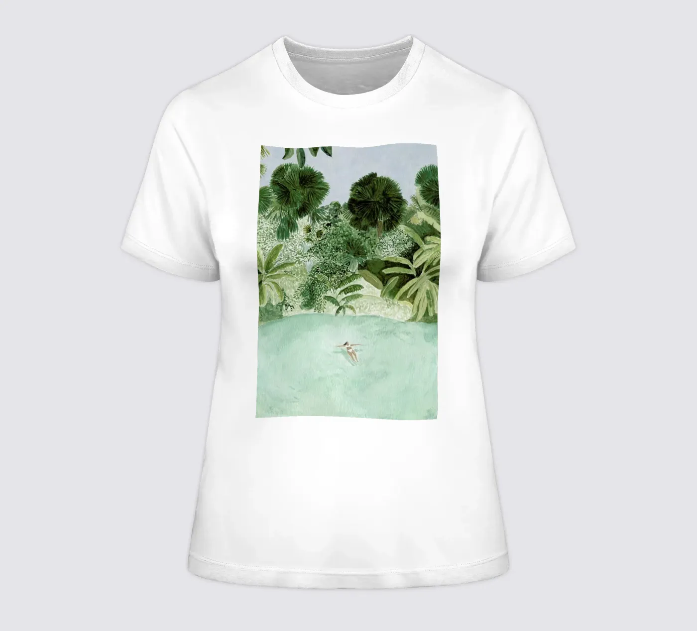 Bathing Girl women's fitted t-shirt by Isabelle Vandeplassche