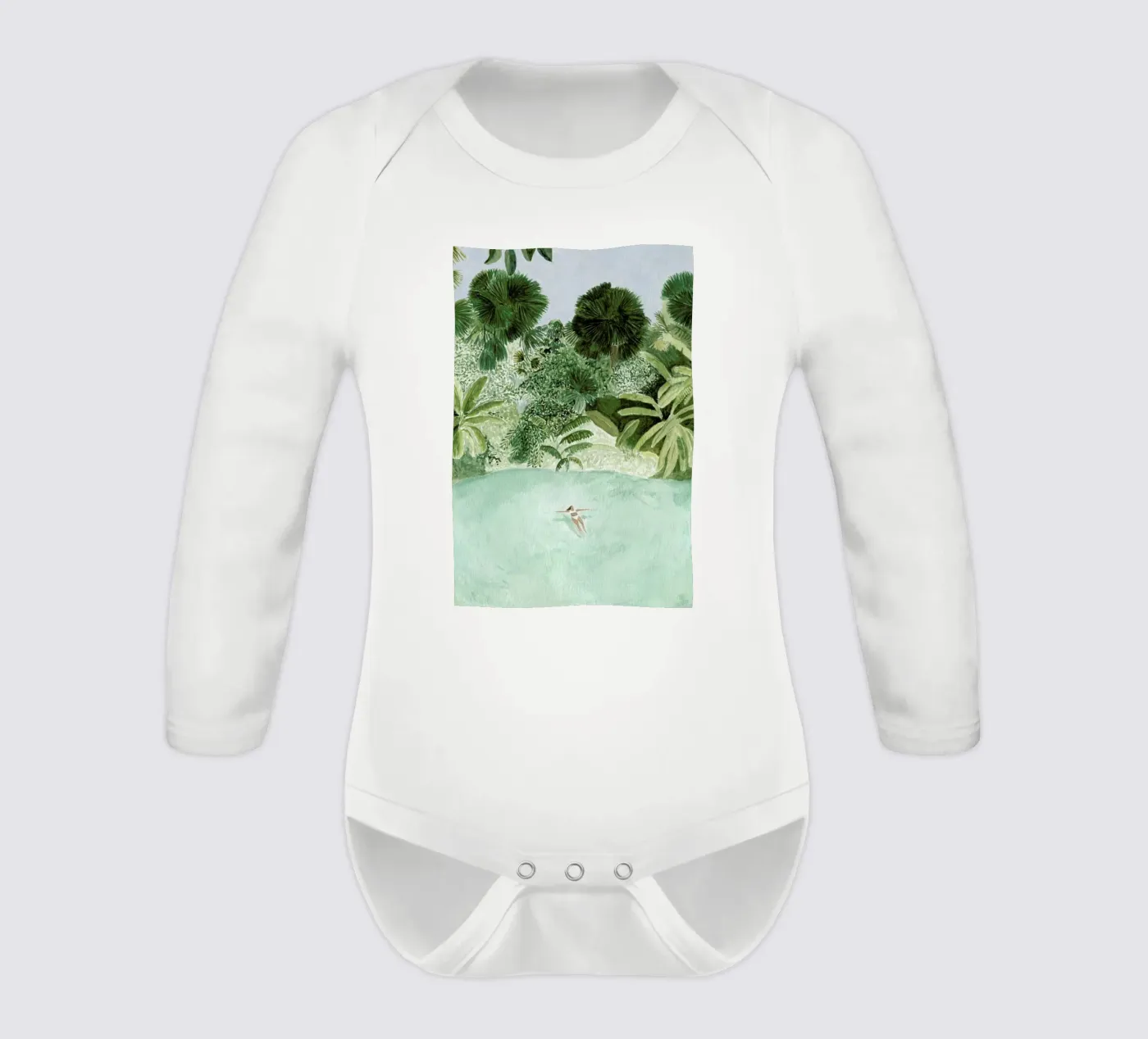 Bathing Girl long-sleeve baby romper by Isabelle Vandeplassche