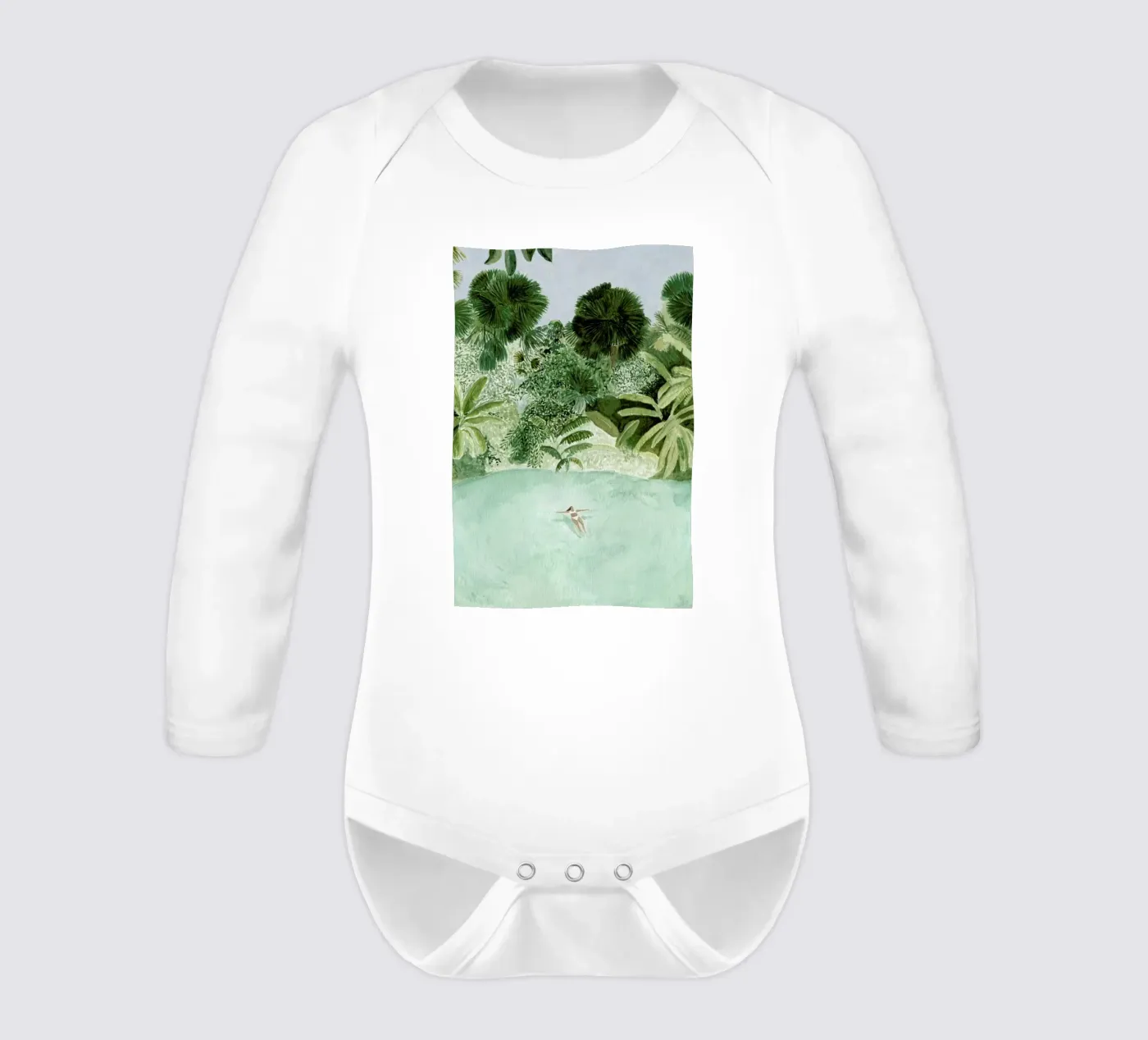 Bathing Girl long-sleeve baby romper by Isabelle Vandeplassche