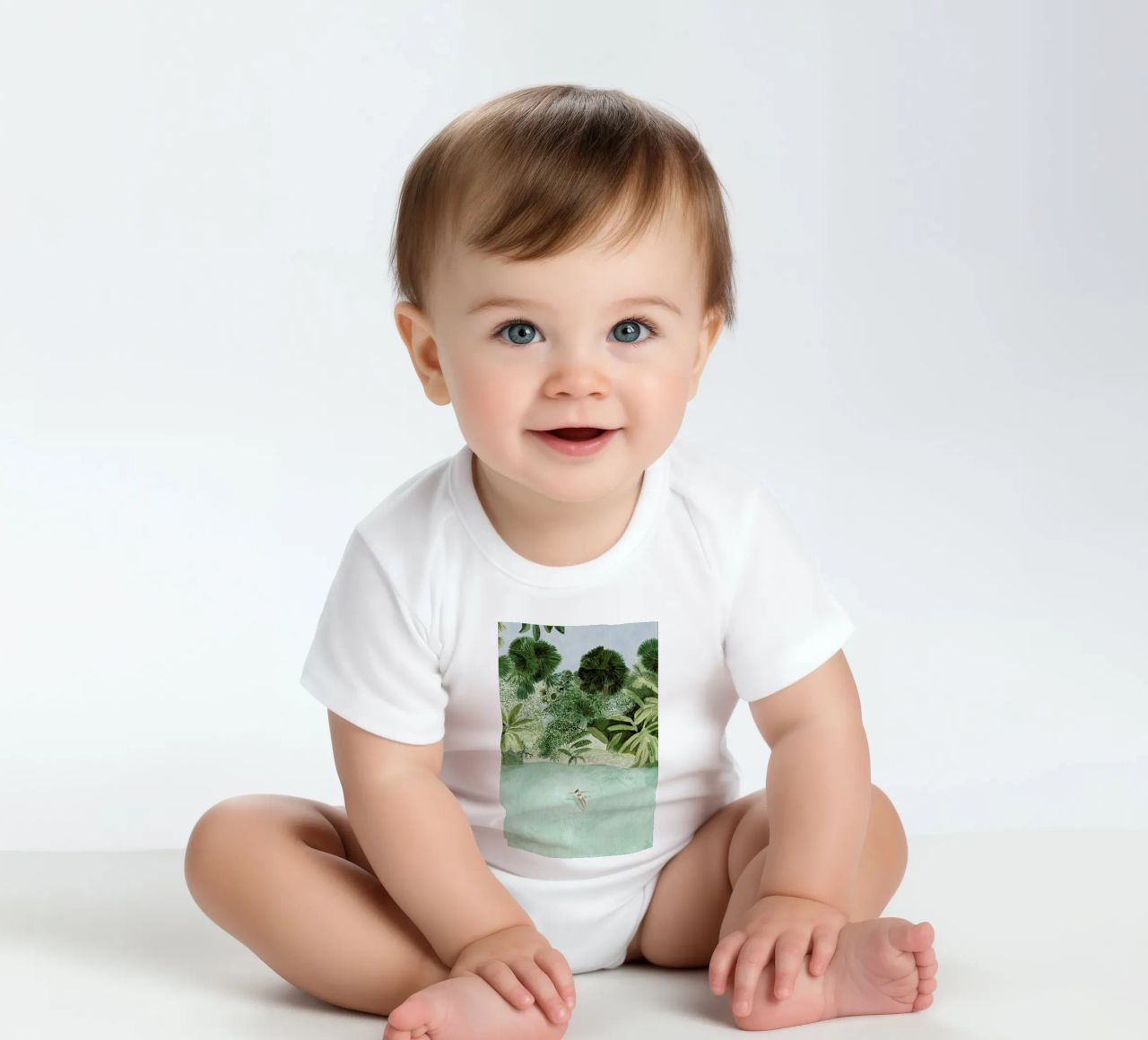 Bathing Girl Kurzarm Babybody von Isabelle Vandeplassche