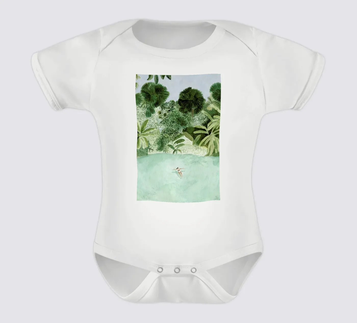 Bathing Girl short-sleeve baby romper by Isabelle Vandeplassche