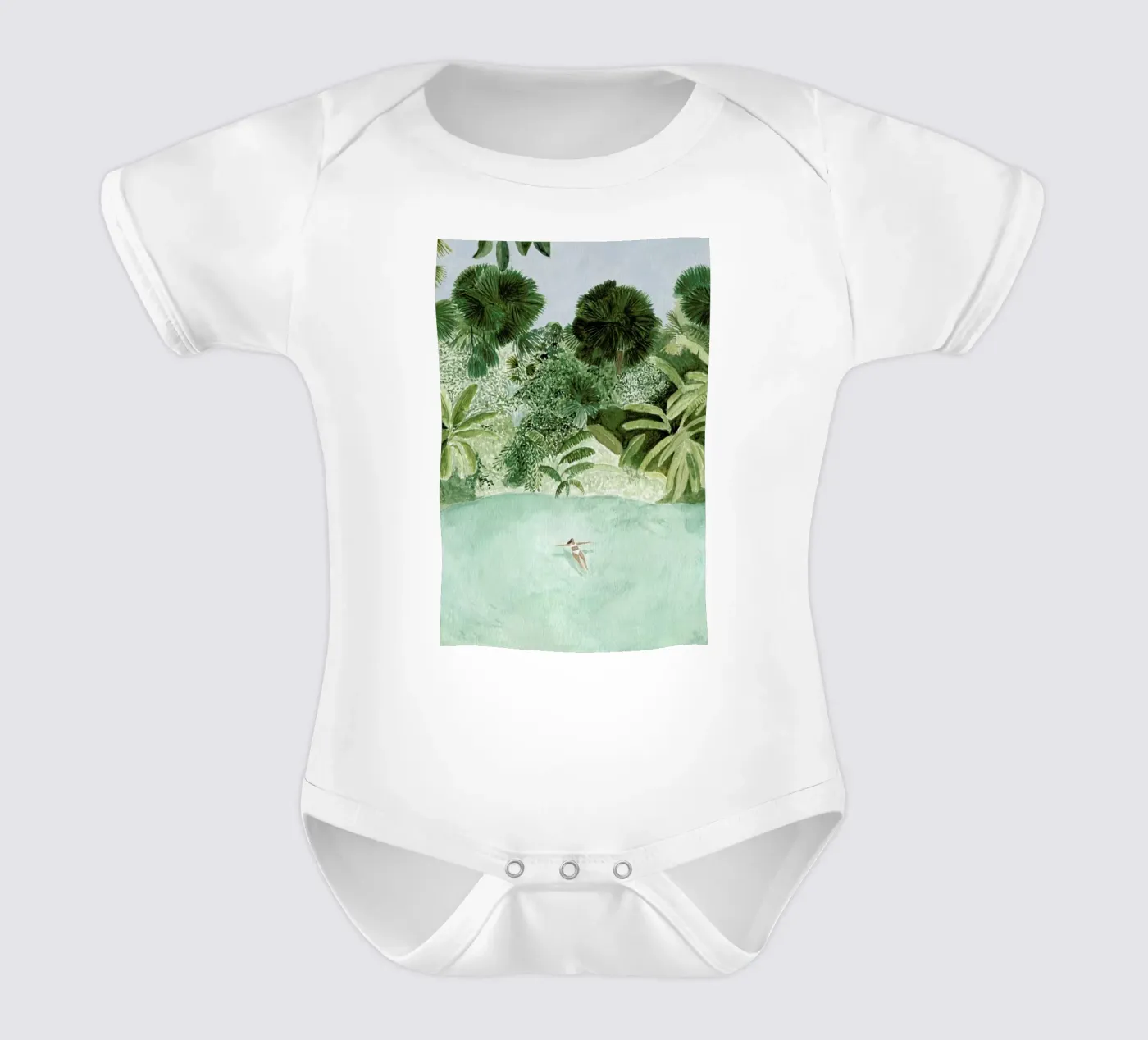 Bathing Girl short-sleeve baby romper by Isabelle Vandeplassche