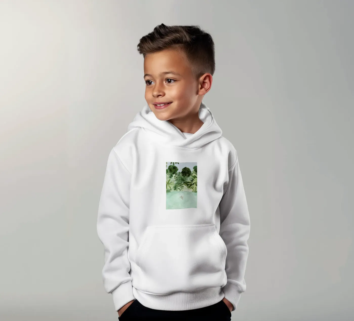 Bathing Girl kids hoodie by Isabelle Vandeplassche
