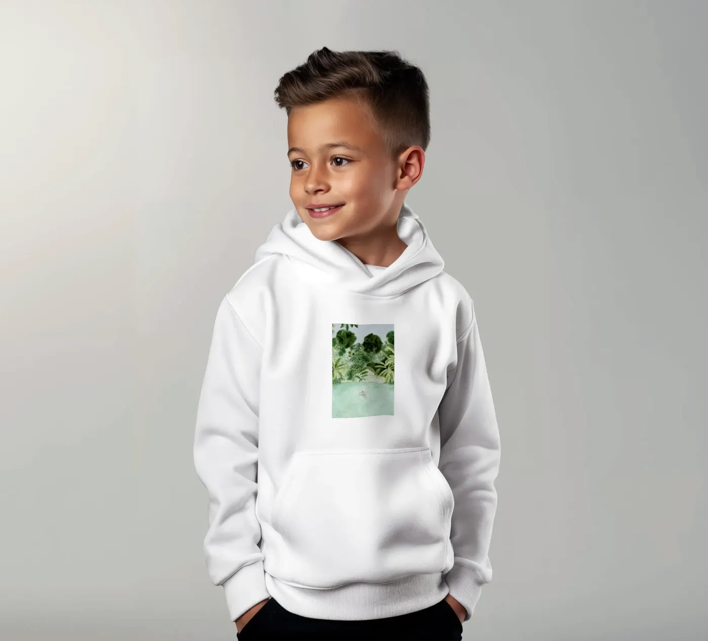 Bathing Girl kids hoodie by Isabelle Vandeplassche