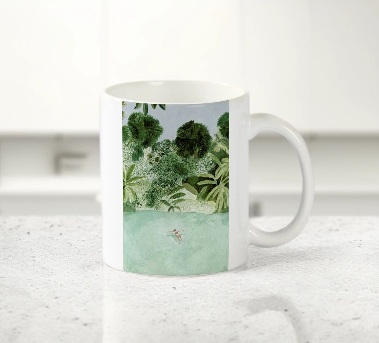Bathing Girl Keramik Tasse von Isabelle Vandeplassche