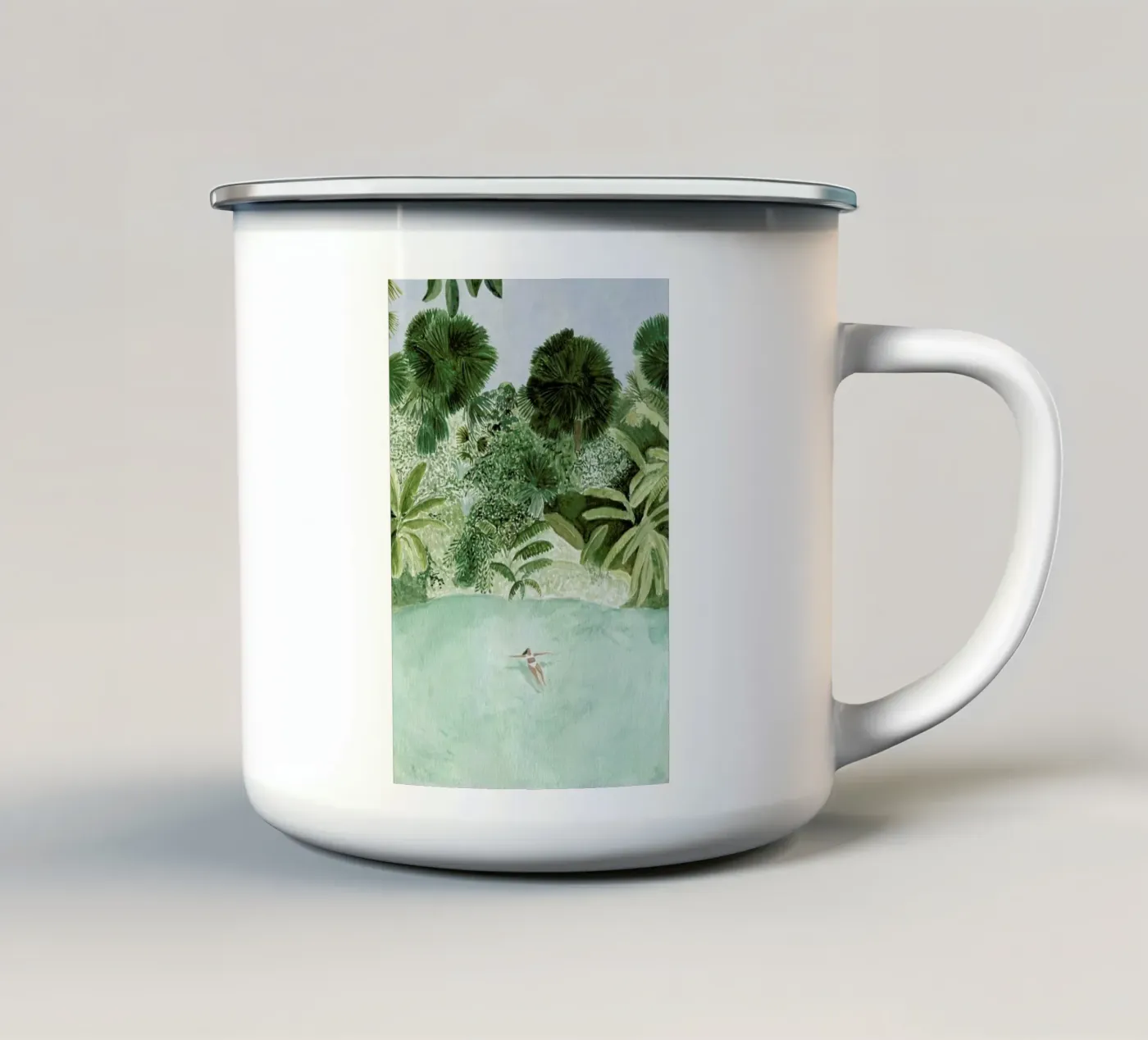 Bathing Girl enamel mug by Isabelle Vandeplassche