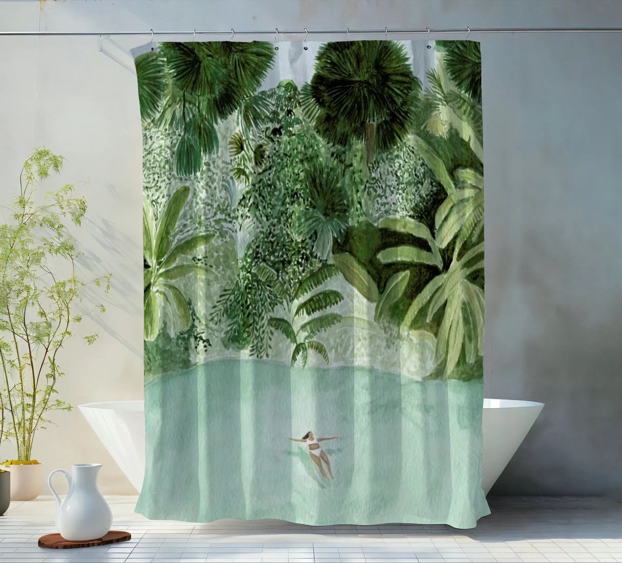 Bathing Girl shower curtain by Isabelle Vandeplassche