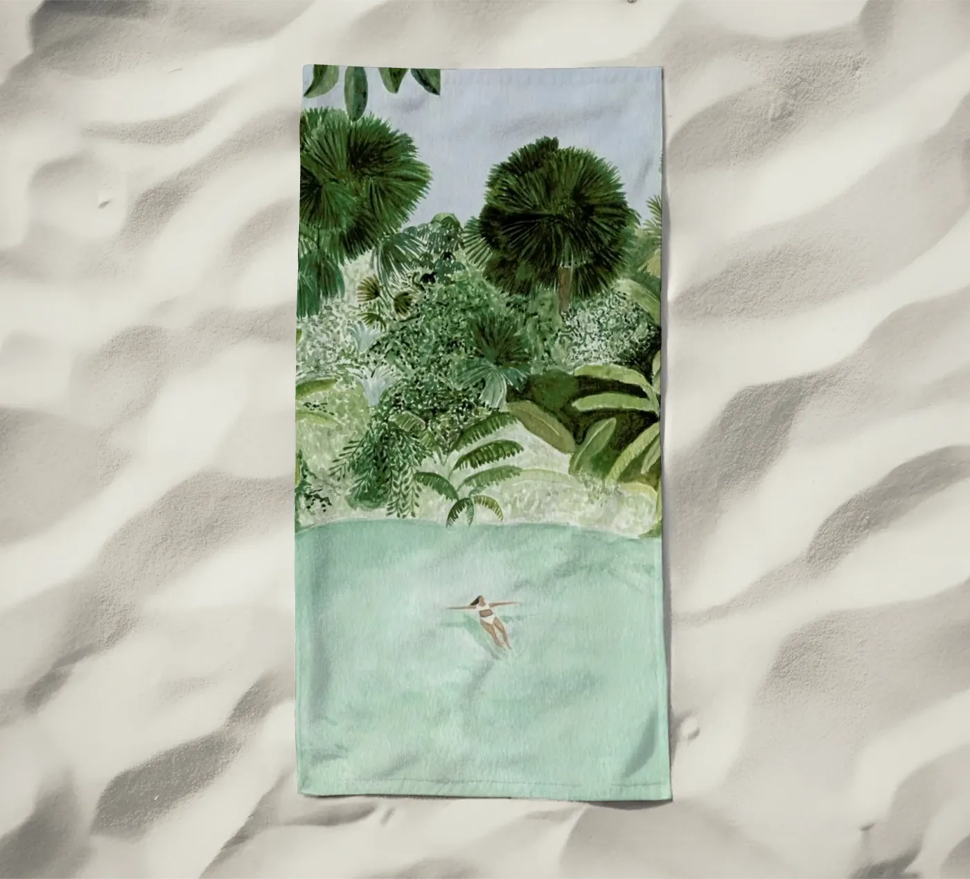 Bathing Girl beach towel by Isabelle Vandeplassche