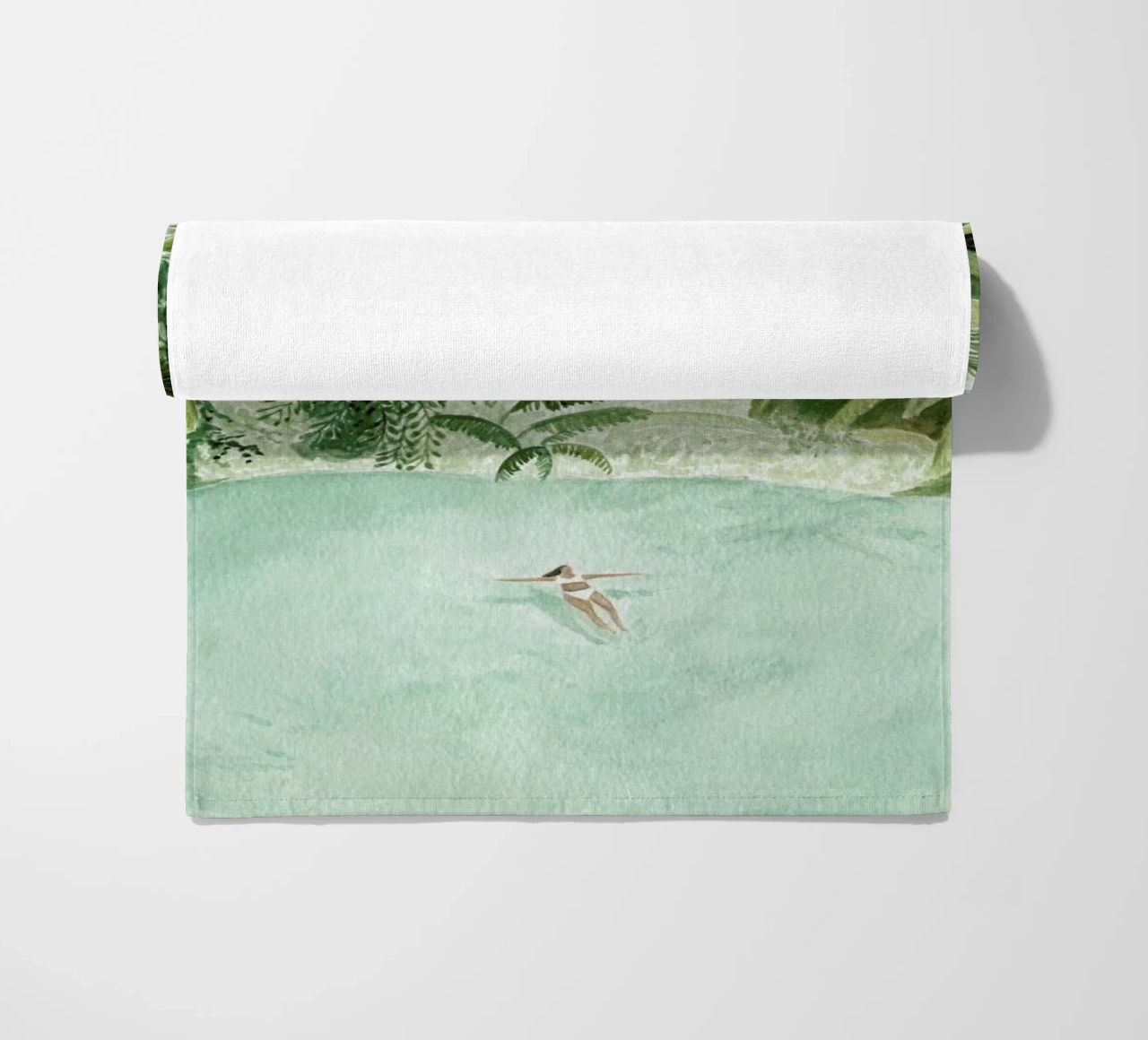 Bathing Girl beach towel by Isabelle Vandeplassche