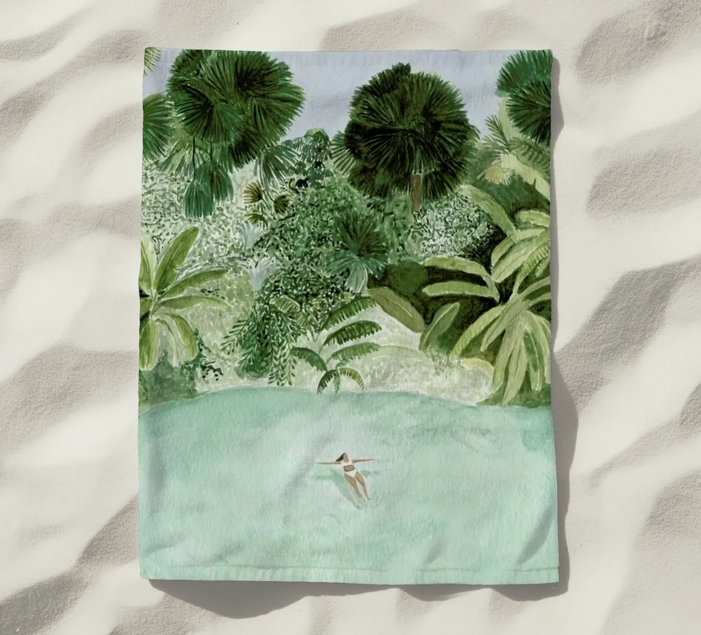 Bathing Girl beach towel by Isabelle Vandeplassche