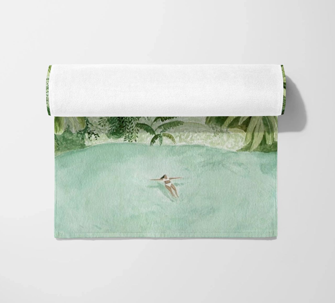 Bathing Girl beach towel by Isabelle Vandeplassche