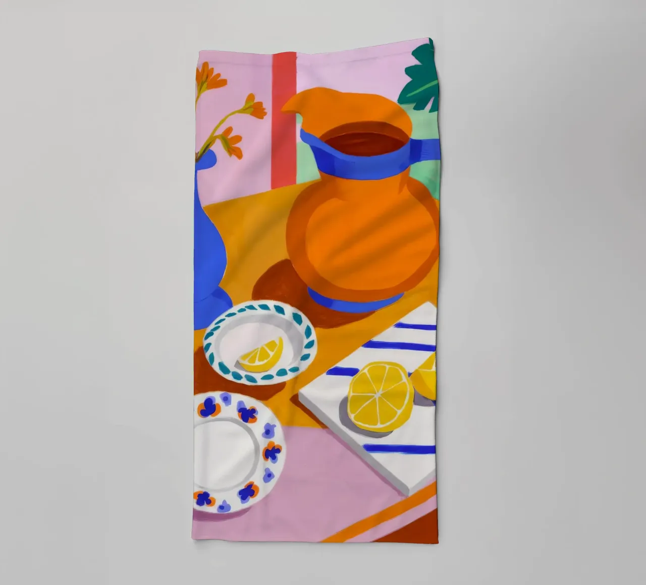 Orange Pitcher Lemons towel by Haven Mirage
