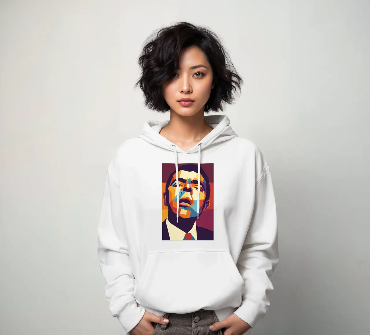 rowan atkinson retro pop art wpap felpa con cappuccio da aiswa