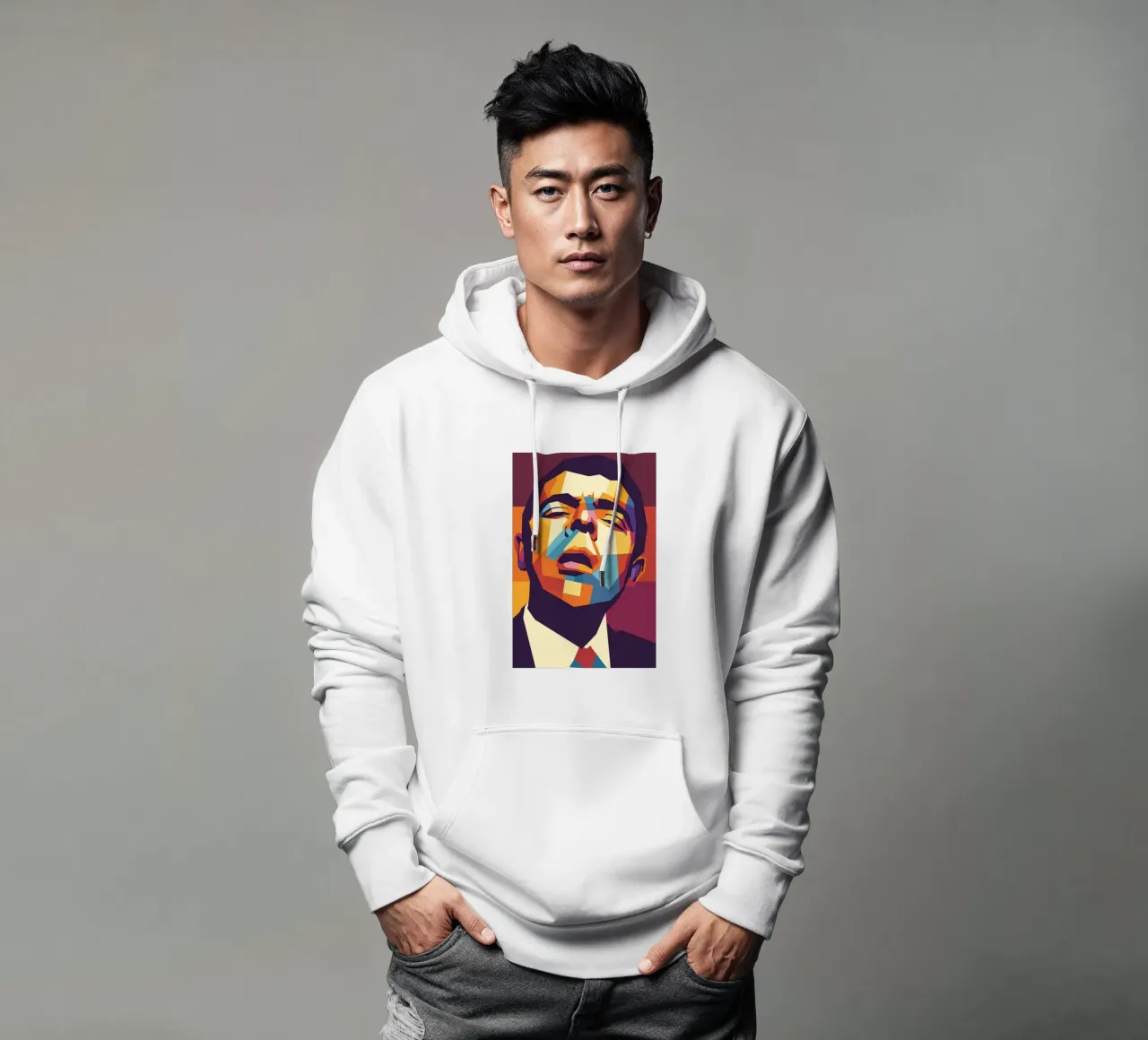 rowan atkinson retro pop art wpap felpa con cappuccio da aiswa