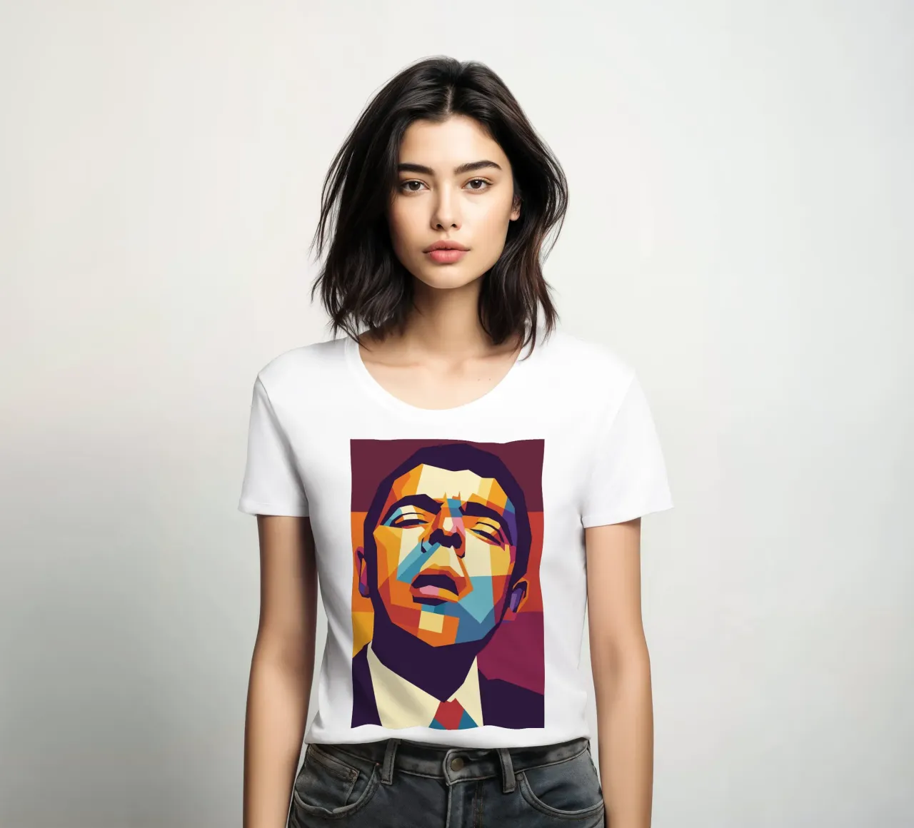 rowan atkinson retro pop art wpap t-shirt da donna da aiswa