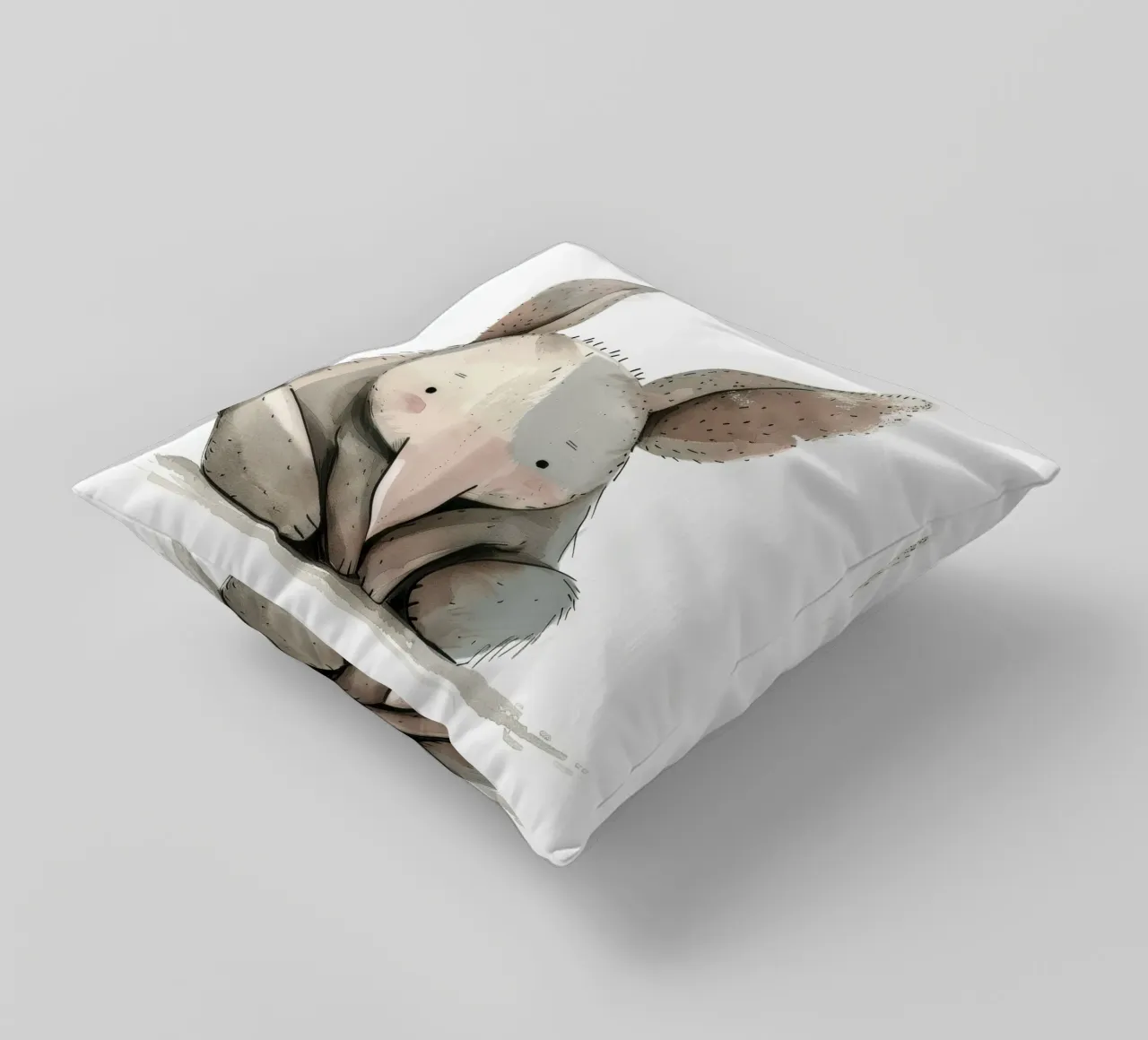 Illustrazione stilizzata di un coniglio seduto cuscino da DesignDoodle