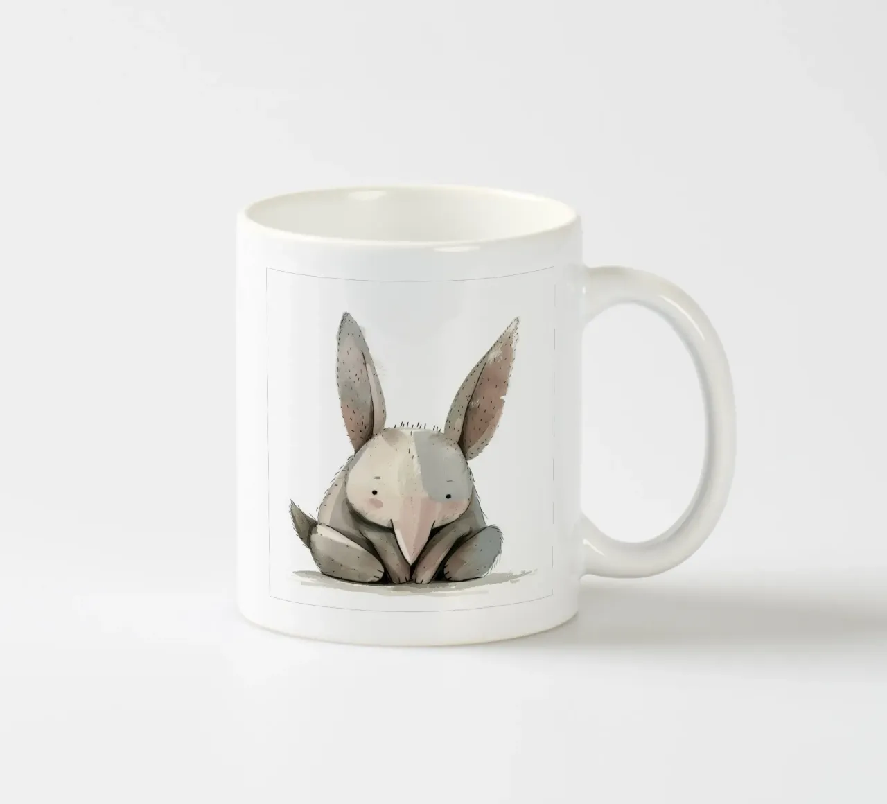 Illustrazione stilizzata di un coniglio seduto tazza in ceramica da DesignDoodle