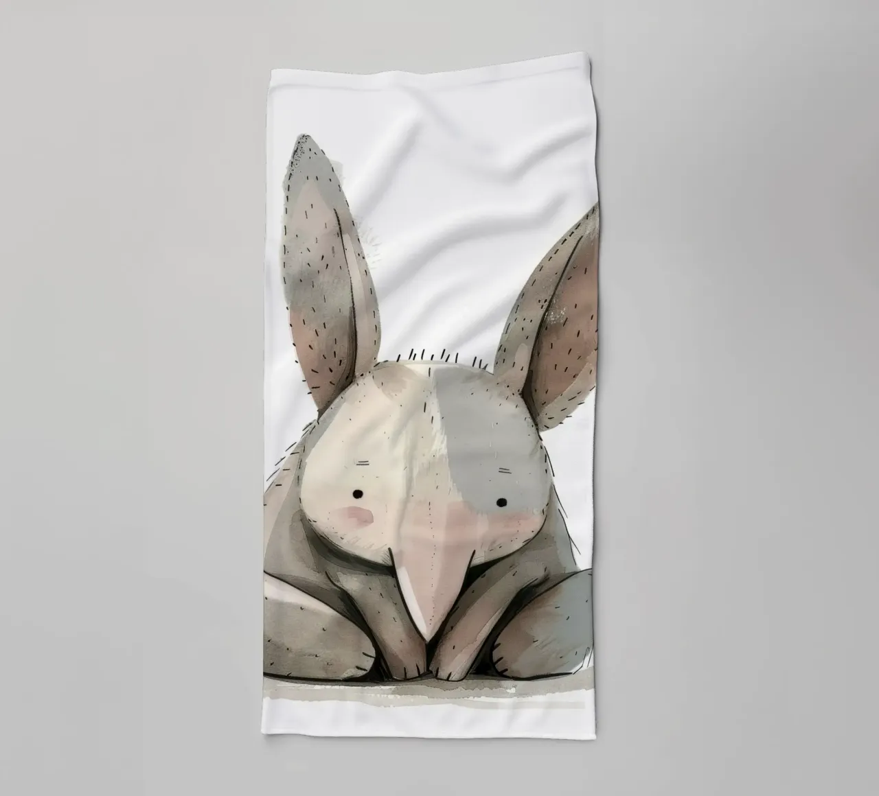 Stylized Illustration of a Seated Rabbit towel by DesignDoodle