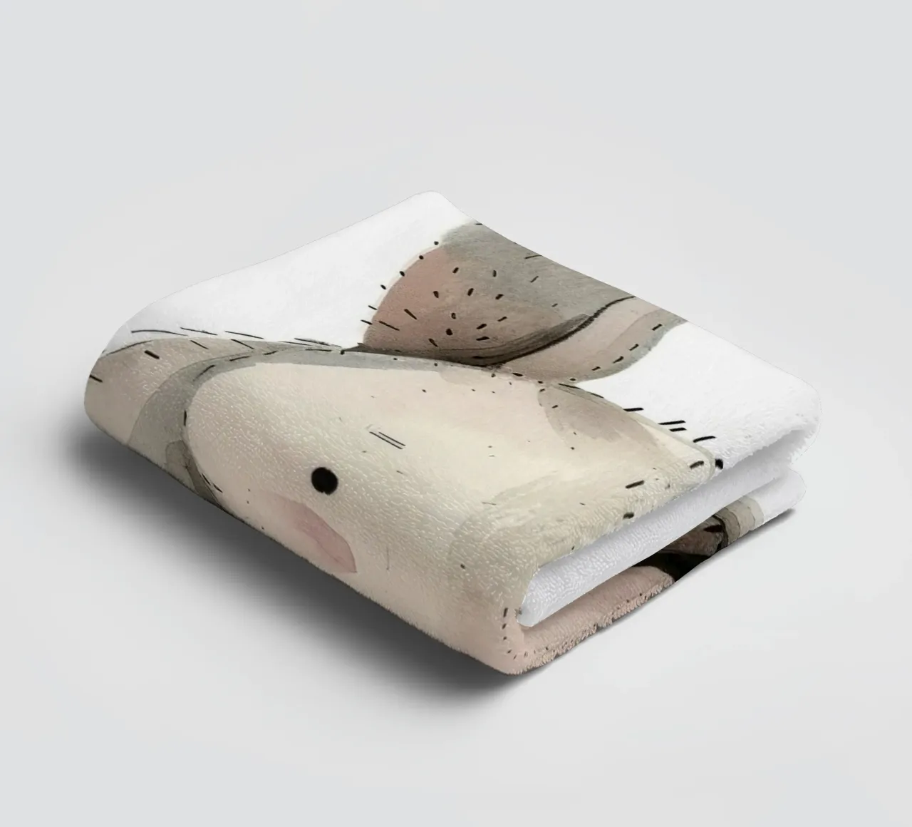 Stylized Illustration of a Seated Rabbit towel by DesignDoodle